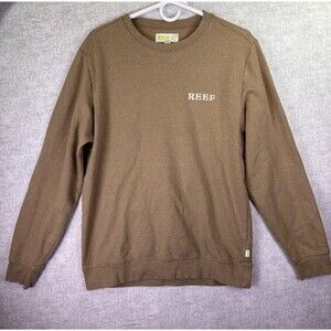 Reef Sweatshirt Mens Size Small Brown Crew Neck Beach Sand Surf EUC